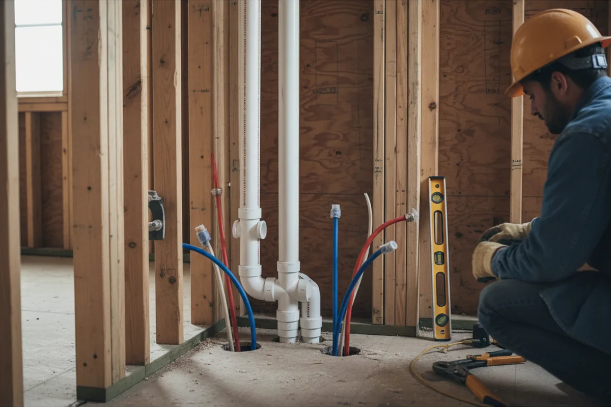 Drain and supply rough-in during Drain Cleaning in Laramie